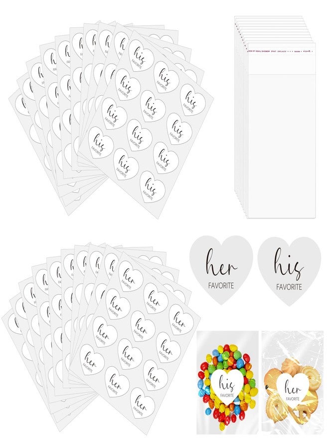 BLSUREFYX 240 Set His Her Favorite Stickers with 4x6in Self Sealing Bags His Favorite Her Favorite Wedding Welcome Bag Set for Engagement Bridal Shower Wedding Guest Treat Candy Stuffer Cookie Packaging - Image 1